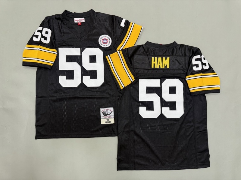 Men 2025 Pittsburgh Steelers #59 Ham black Throwback Limited NFL Jersey style 001